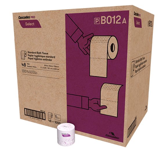 Cascades PRO Select Standard Bathroom Tissue, 1-Ply, White