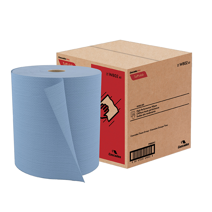 Cascades PRO Tuff-Job Jumbo Roll Wipers, 1-Ply, Sky Blue, 475